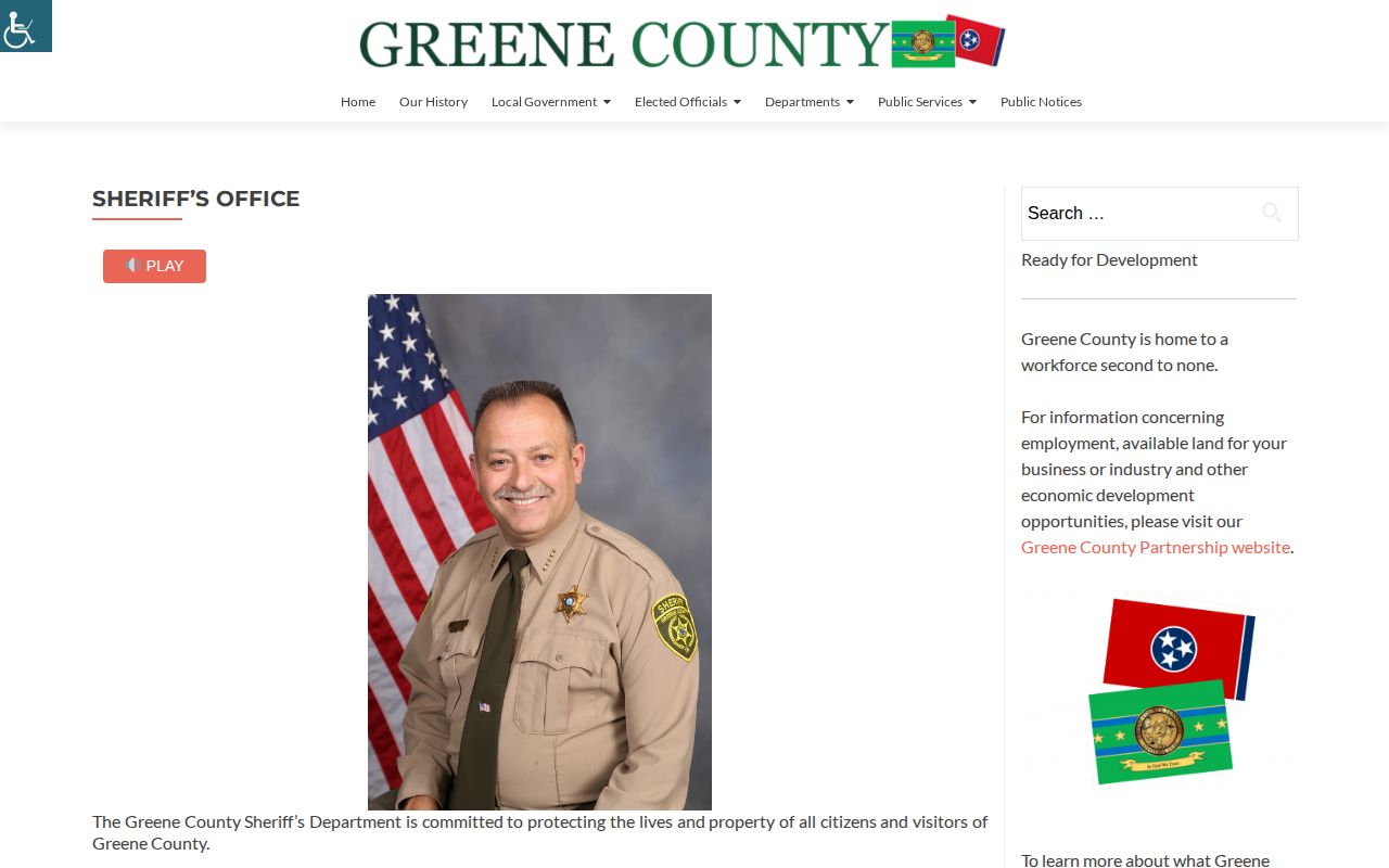 Greene County Sheriff's Department contact page for wanted-list and warrant routing