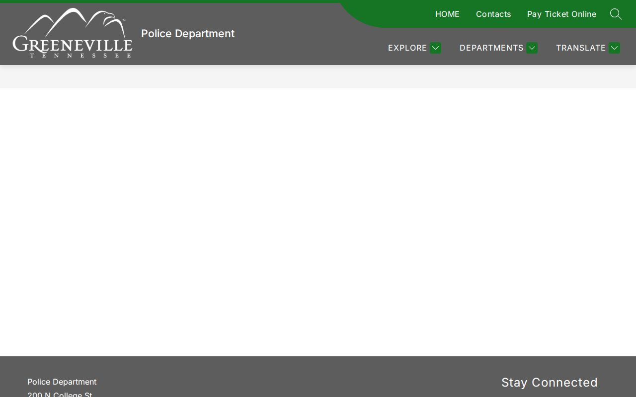 Greene County Greeneville Police booking record request page