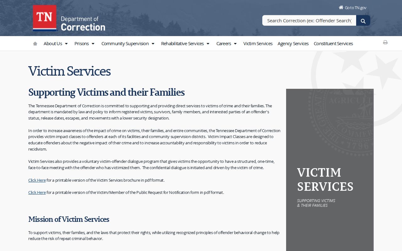 Tennessee VINE notification route for Greene County custody status